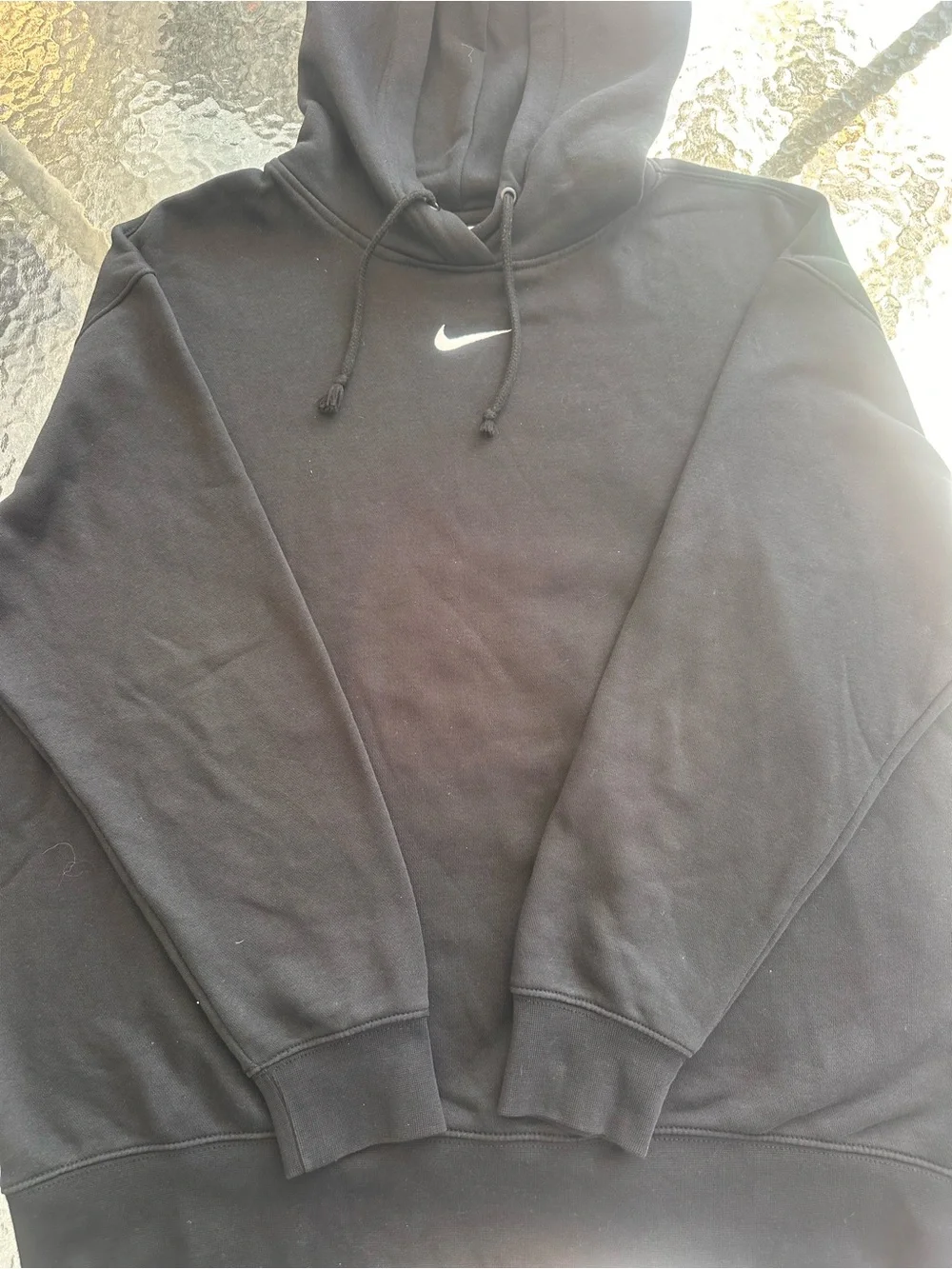 Nike Black Pullover Hoodie with White Swoosh Size M